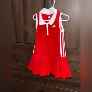Adidas Red and White Sleeveless Polo Dress